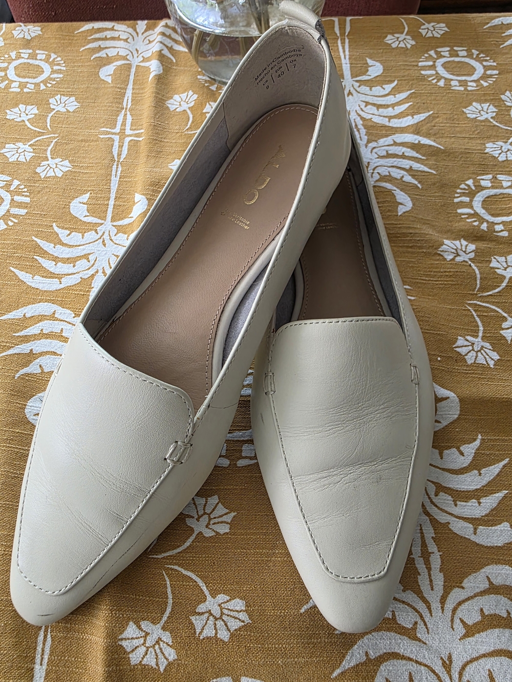 ALDO Flex Women's Cream/White Leather Slip-On Loafers/Flats